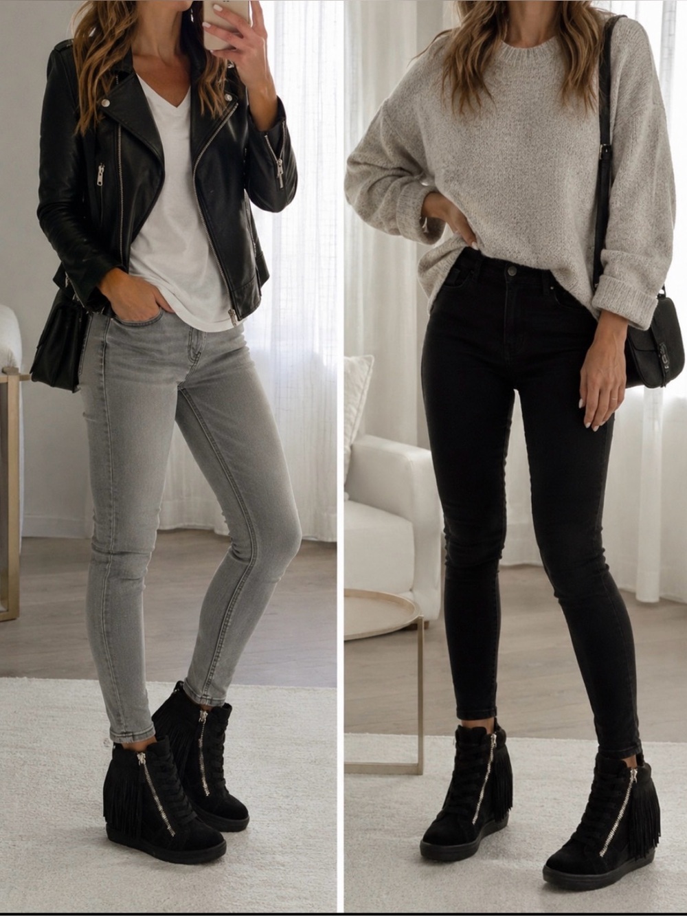 Steve Madden Black Suede Fringe Wedge booties
